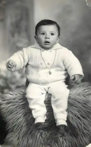 Social history photo elegant baby with locket