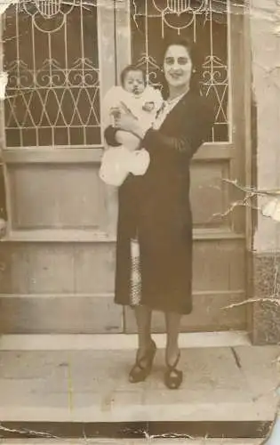 Social history photo elegant mother and child baby