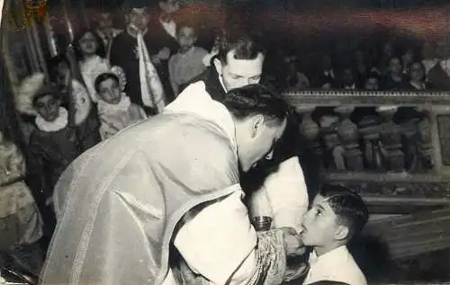 Social history photo church priest communion