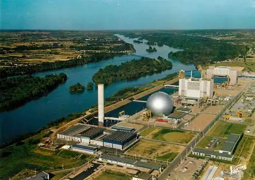 Aerial view postcard France Indre et Loire Avoine la centrale nucleaire