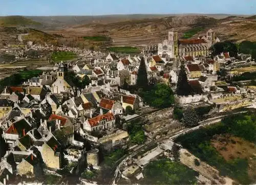 Aerial view postcard France Yonne > Vezelay