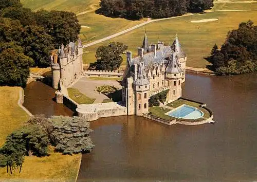 Aerial view postcard France Missillac chateau de la Bretesche
