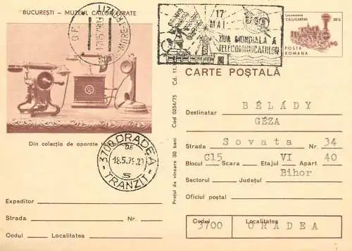 Postal card Romania Bucuresti muzeul cailor ferate aparate telefonice