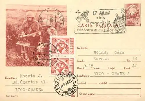 Postal card Romania militari in teren elecomunicatii soldati