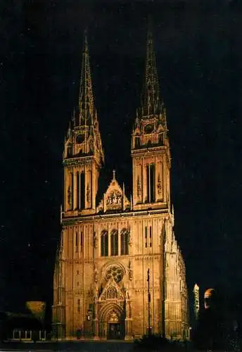 Croatia Zagreb Stephens cathedral night view