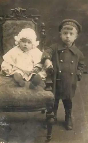 Postcard small children portrait navy costume
