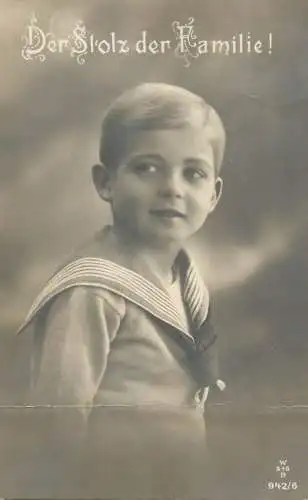 Postcard child portrait navy costume