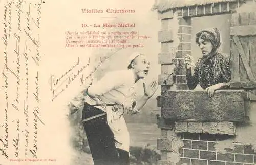 Postcard Vieilles Chansons La Mere Michel theatre play