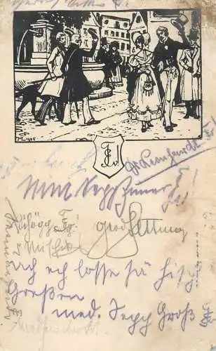 Postcard photograph of an elegant couple social greeting