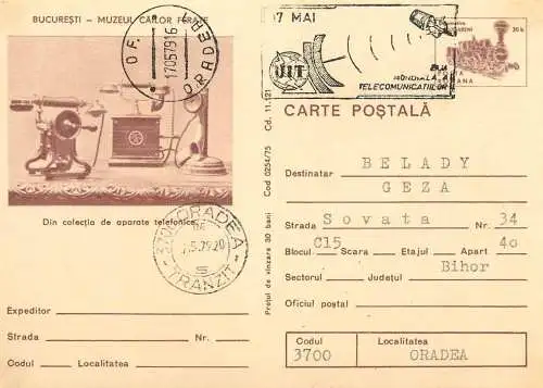 Romania postal card Bucuresti muzeul cailor ferate aparate telefonice 1979