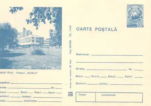 Romania carte postala Baile Felix Hotel Nufarul