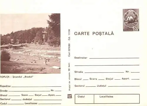 Romania carte postala Toplita strandul Bradul