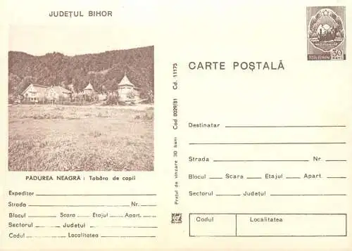 Romania carte postala tabara de copii Padurea Neagra Bihor