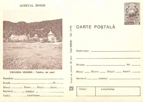 Romania carte postala tabara de copii Padurea Neagra Bihor