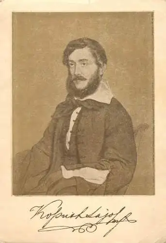 Lajos Kossuth portrait signed postcard