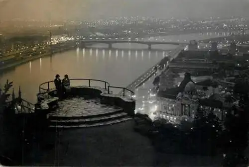 Hungary Budapest nocturnal panorama from Gellert Mountain