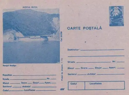 Romania entier postal Valcea Bradiso dam barrage