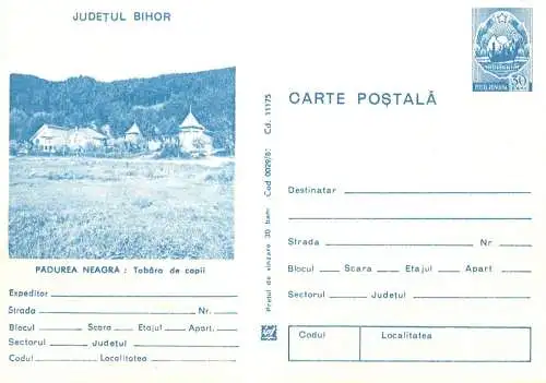 Romania entier postal Bihor Padurea Neagra children camp