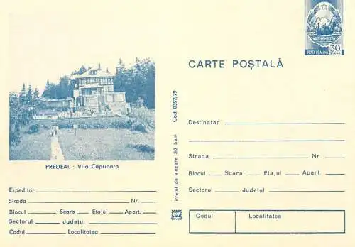 Postal Stationery Romania Predeal vila Caprioara
