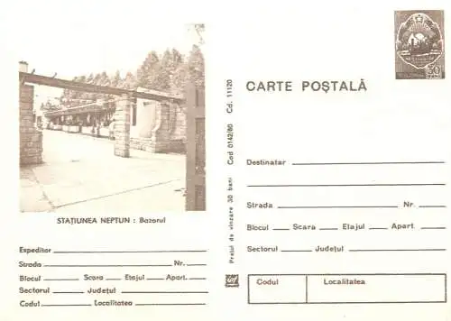 Postal Stationery Romania statiunea Neptun bazar