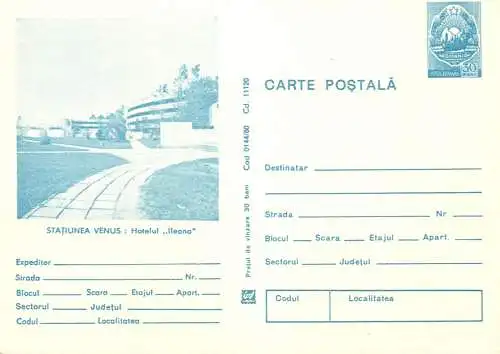 Postal Stationery Romania statiunea Venus hotel Ileana