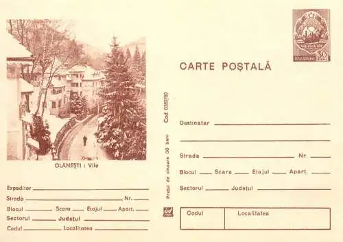 Postal Stationery Romania Olanesti vile