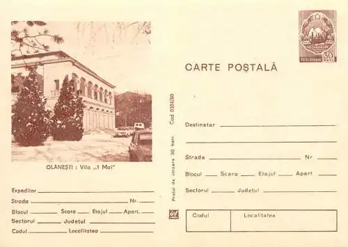 Postal Stationery Romania Olanesti vila 1 mai