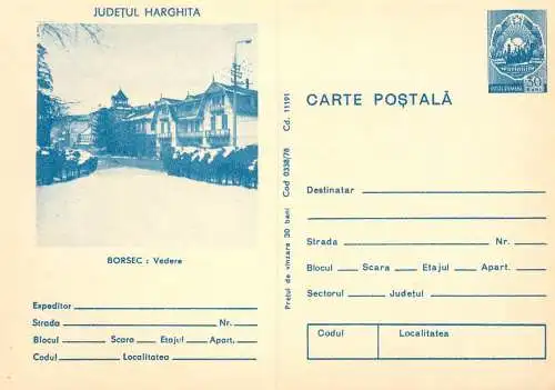 Romania stationery postcard Harghita Borsec