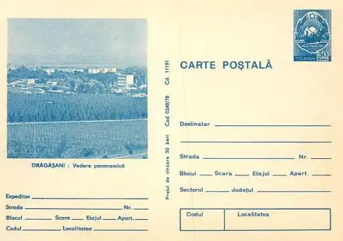 Romania stationery postcard Dragasani panorama