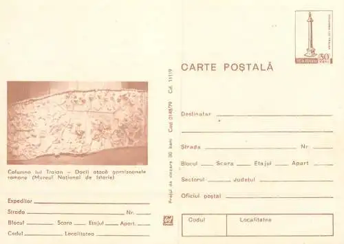 Romania stationery postcard Columna lui Traian muzeul national de istorie