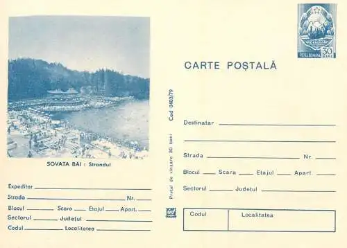 Romania stationery postcard Sovata Bai strand