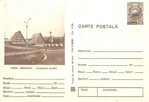 Romania stationery postcard Cheia Prahova complex turistic