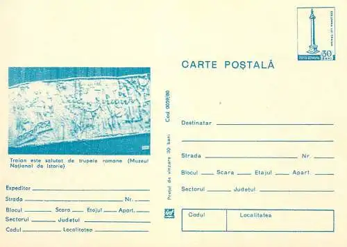 Romania stationery postcard fresca muzeul de istorie Dacis si Romani