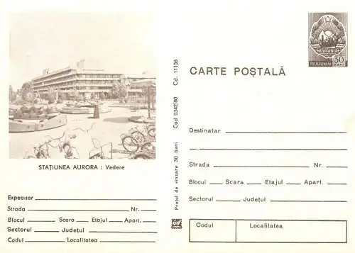 Romania stationery postcard Statiunea Aurora