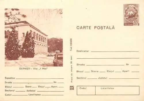 Romania stationery postcard Olanesti vila 1 Mai
