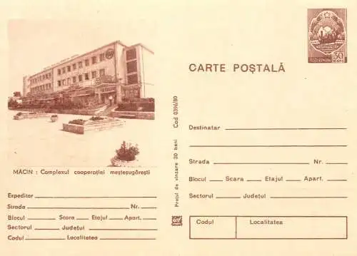 Romania stationery postcard Macin