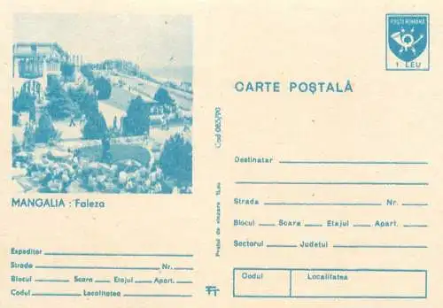 Romania stationery postcard Mangalia faleza