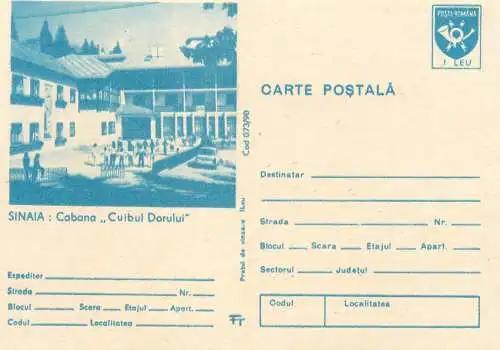 Romania stationery postcard Sinaia cabana Cuibul Dorului