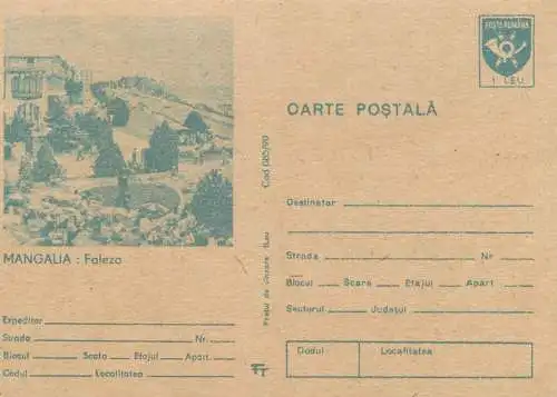 Romania stationery postcard Mangalia faleza