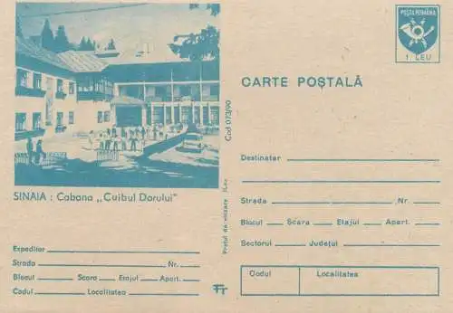 Romania stationery postcard Prahova Sinaia cabana Cuibul Dorului
