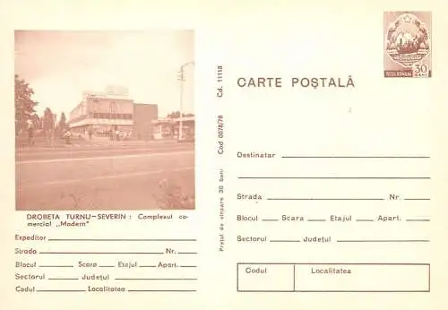 Romania stationery postcard Drobeta Turnu Severin complex comerial Modern