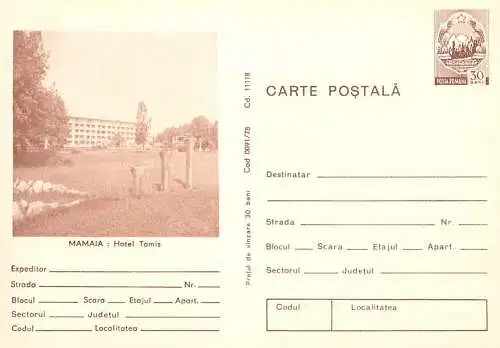 Romania stationery postcard Mamaia Hotel Tomis