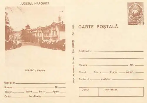 Romania stationery postcard Harghita vedere din Borsec