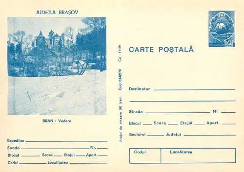 Romania stationery postcard Brasov vedere din Bran