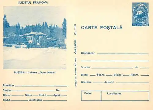 Romania stationery postcard Prahova Busteni cabana gura Diham