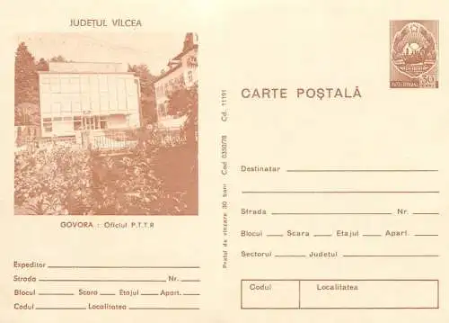 Romania stationery postcard Valcea Govora oficiul PTTR