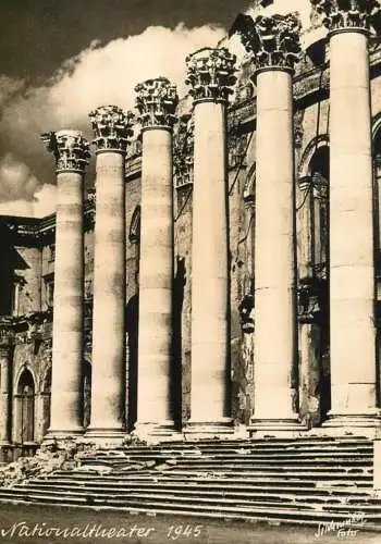 Germany Munchen Nationaltheater Saulenhalle 1945 war ruins