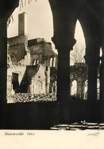 Germany Munchen University's stair hall 1945 war ruins