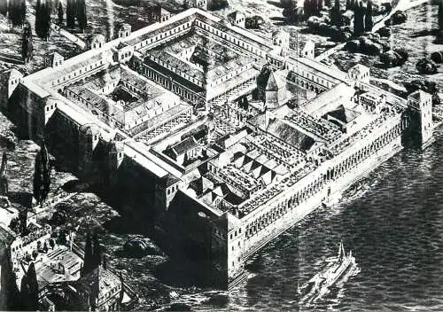 Croatia Split Reconstruction of Diocletian Palace aerial view