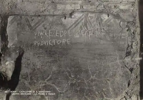 Italy Rome Catacombe di S Sebastiano Graffiti invocanti di S.S Pietro e Paolo dettaglio
